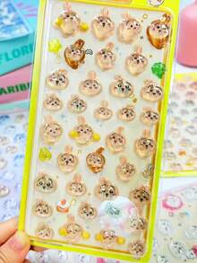 Pegatinas de conejo de dibujos animados lindos de estilo aleatorio, aplicables para botellas de agua, computadoras, escritorios, oficinas y otros usos decorativos - Multicolor - Ver 6