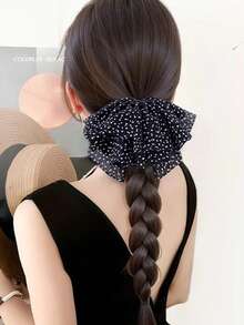 Curly Ponytail Clip-On Synthetic Hair Extension, Korean Style Net Bow Fluffy Ponytail Hair Braid - Multicolor - View 6