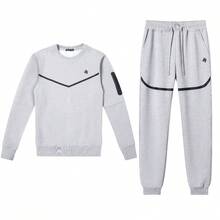 TIANXICO Men Full Tracksuit Set Sweatshirt Sweatpants Joggers Jumper Pullover Top&Bottom - Grey - View 7