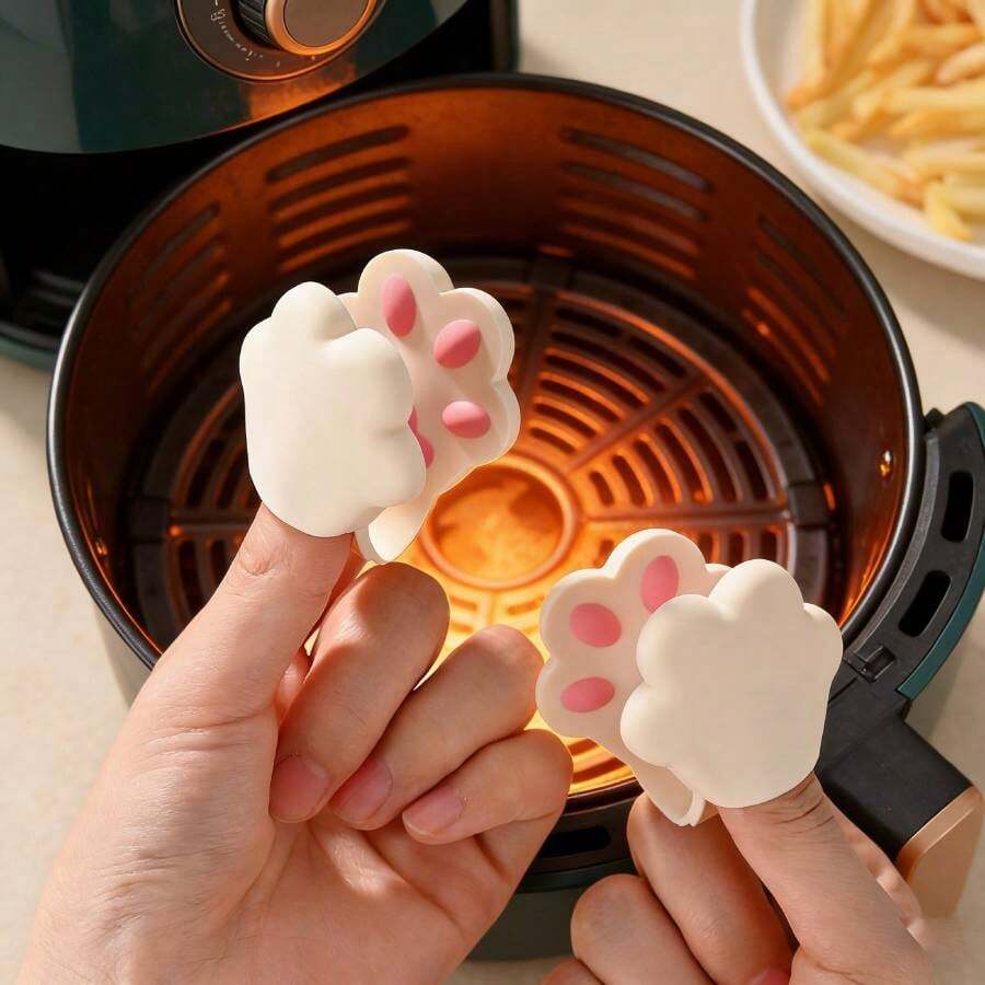 2PCS Heat Resistant Silicone Cat Oven Gloves,Suitable For Small Spaces-Air Fryer,Hot Pot Holders,Small Kitchen Funny Paws Cooking Gloves - Multicolor - View 1