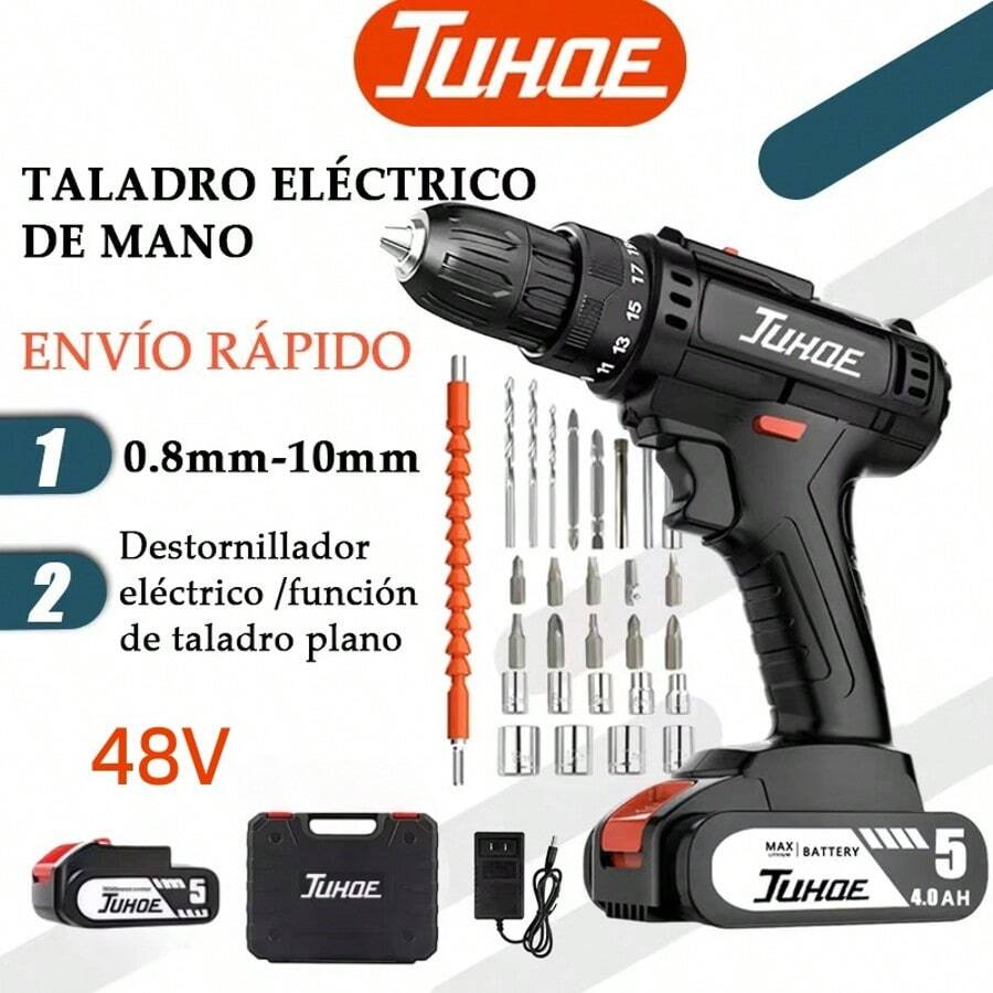 Taladro de Mano de Alta Potencia de 48 Voltios Taladro Eléctrico Industrial Juego de Herramientas Destornillador Eléctrico Multifuncional. - Tipo de Enchufe A USA (110-127V) - Ver 1