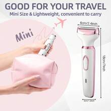 4 In 1 Electric Shaver Kit For Women Pink Painless Face Eyebrow Bikini & Body Hair Remover Rechargeable Grooming Set - Pink - View 4