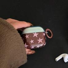 Minimalist Contrast Color Transparent Brown & Pink Star With Hanging Ring Earphone Case For AirPods Pro 2, Cute Apple 4 Minimalist 3 New 1/2 Generation Earphone Case For Women - Brown - View 10