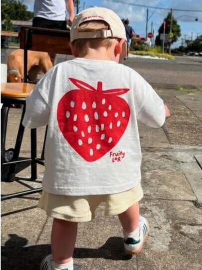 1pc Infant/Toddler Boys' Casual Graphic Print Round Neck Short Sleeve T-Shirt, Summer Childrenswear - An Eye-Catching T-Shirt That Brings Joy And Happiness To Every Child!