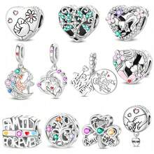 1 Silver-Plated Pendant Bead, Flower-Giving Bead, Parent-Child Hand-Holding Bead, Green Tree Of Life Bead, Parent-Child Hand-Holding Bead, Parent-Child Bead, Mother-Daughter Dance Tree Of Life Pendant, Family Harmony Bead, Family Tree Of Life Bead - Multicolor - View 1