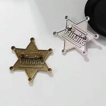 警徽，复古金属星形警徽，西部牛仔徽章，派对礼品用品，衬衫和夹克装饰配件，西部风格服装角色扮演道具配件，送给家人和朋友的完美礼物 - 彩色 - 查看 10