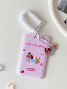 1 PC Cartoon Puppy Elastic Rope Sliding Cover Card Set For Girls Chasing Stars, Three Inch Small Card Set, Keychain Pendant Card Bag - Multicolor - View 14