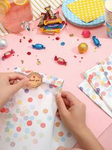 30/50个波西米亚风生日派对礼品袋，彩虹波点纸质派对袋，附赠感谢贴纸，适用于生日派对、婚礼、露营派对、庆典、婴儿派对等多种场合，用途广泛，可用于装饰。 - 彩色 - 查看 7