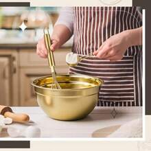 Juego de 10 Accesorios de Cocina Dorados LemonRoad, Incluye Cuencos de Mezcla con Tapas Herméticas, Colador, Rallador, Exprimidor de Limón, Peladores y Batidor de Huevos, Acero Inoxidable - Dorado - Ver 5