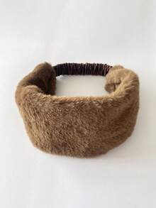 1pc Faux Fur Wide Elastic Headband, Warm & Windproof Winter Headwear For Women - Hair Band - View 11