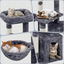 Cat Tree, 34In Cat Tower, Multi-Level Cat Condo with Extra Scratch Boards and Si - Gris - Ver 2