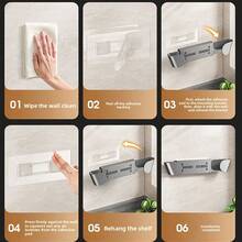 1pc Kitchen Wall-Mounted Pot Lid Rack, Household Drill-Free Storage Organizer Rack, Adjustable Retractable Cutting Board Holder - Multicolor - View 9