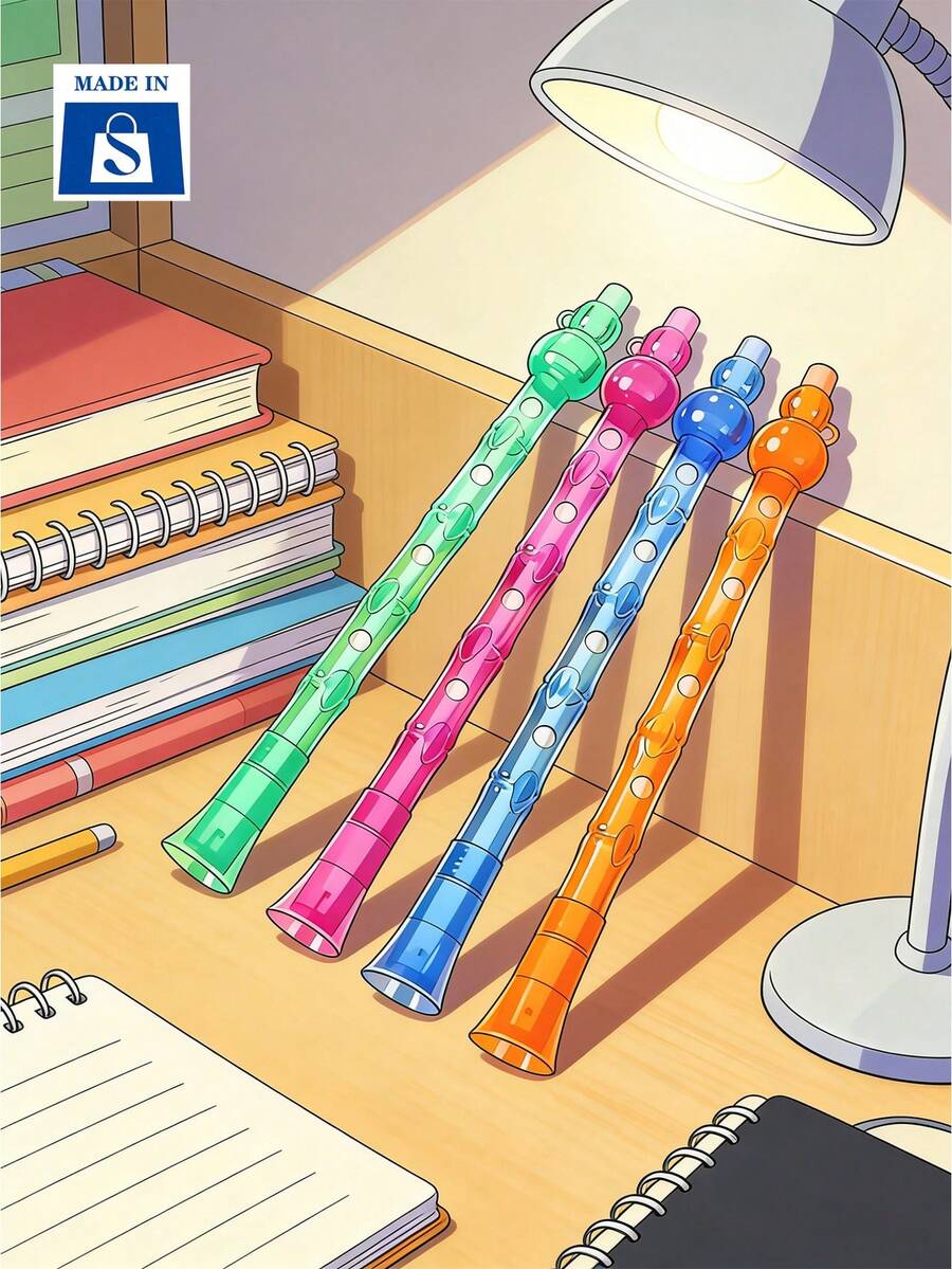 透明葫芦竖笛，透明葫芦小笛创意乐器中性笔，开学季，情人节礼物 - 彩色 - 查看 1