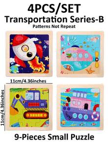 1/4/8 piezas Rompecabezas de animales de dibujos animados de 9 piezas para niños, juguetes de educación temprana, adecuados para niños y niñas, juguetes de regalo para Pascua, cumpleaños, Navidad - Multicolor - Ver 16