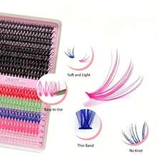 800pcs Colorful Reusable Lashes Kit - D Curl, Mixed Length, Natural Volume Styles With Bond & Seal, Tweezer, Remover, Lash Brush, Beginner Friendly, Makeup Tools - Multicolor - View 2