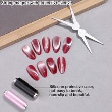 二合一圆柱形猫眼磁铁，猫眼磁性指甲油双头磁性棒，法式猫眼美甲金属板双头磁性辅助工具，加厚圆柱形磁铁组合工具，多功能美甲设计工具 - 銀色 - 查看 7