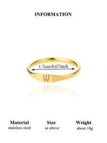 18K镀金不锈钢迷你字母戒指，简约字母婚礼首饰，优雅派对及节日配饰，送给妈妈/女儿/闺蜜的圣诞礼物 - 字母 - 查看 16