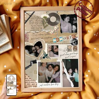 1pc Customizable Matchbox Art Poster, Editable Canva Template, Couple Design, Anniversary Gift, College Style Wall Decor, Room Decoration, Customized Poster, Personalized Wall Art, Custom Photo, Customizable Product, Frame Optional