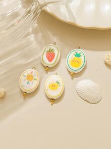 3pcs/Pack Ceramic Strawberry, Pineapple, Lemon, Sun Oval Shaped Bent Needle Accessories - Gold - View 1