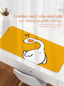 一体式卡通鸭子图案PU皮革鼠标垫，2毫米厚，小型办公桌面垫，适合学生/游戏玩家/笔记本电脑用户，防水防滑，必备办公配件。 - 橘色 - 查看 9