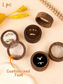 1 Pc Personalized Wooden Ring Box, With Clear Acrylic Cover, Custom Wedding Engagement Proposal Ring Holder, Bridal Gift For Her, Wedding Gifts - Multicolor - View 6