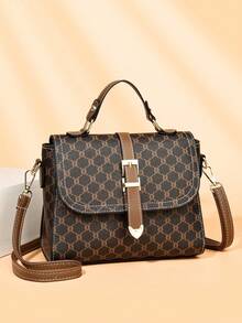 Fashionable Unique Shoulder Handbag With Clasp Closure, High-Quality Pillow-Shaped Crossbody Bag For Women - Brown - View 1