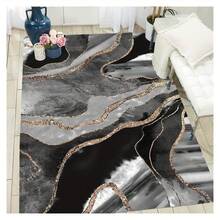 1pc Luxury Black Gray Gold Fluid Marble Texture Carpet, Elegant Gold Vein Abstract Decorative Floor Mat, Modern High-End Carpet For Living Room, Office, Dorm - Durable Indoor Rug, High-Quality Fabric, Carpet, Living Room Carpet, Bedroom Carpet, Decorative Carpet, Holiday Decorative Carpet, Indoor Carpet, Doormat - 1PC - View 2