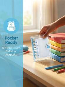 71pcs - Mini Transparent 6-Ring Binder Covers With Matching Inner Pages And File Folders. Made Of Soft Transparent PVC Material, Suitable For Binders, With Protective Sleeves And Quick Clips. Perfect Back-To-School Gift For Students, Ideal Children's Learning Supplies. - Multicolor - View 5