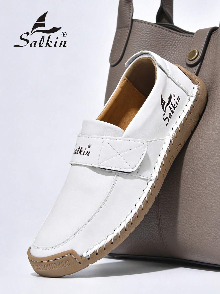 Salkin 新款时尚设计师女士休闲鞋,手工绑带乐福鞋,方便穿脱的驾车鞋,轻便透气柔软舒适,防滑平底,仿麂皮鞋面,适合户外、搭配连衣裙、牛仔裤、日常行走,适合中年人、年轻人、学生,春夏秋季均可穿着,尺码齐全。 - 白色 - 查看 1
