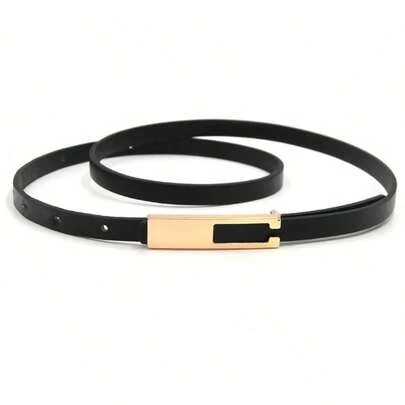 1pc/Set Minimalist Elegant Women's Thin Waist Belt, Versatile Simple PU Leather Belt For Dress Decoration, Suitable For Dresses And Pants