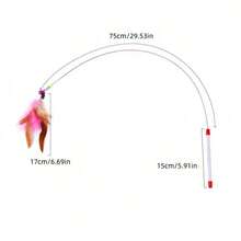 1 Interactive Cat Toy, Metal Feather Cat Toy, Automatic Cat Teaser Stick, Ringing Cat Toy, Handheld Interactive Cat Toy, Cat Toy Accessories, Cat Teasing Sound Toy, Long Pole Automatic Cat Teaser Stick - Multicolor - View 3