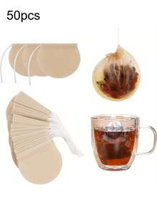 100pcs Tea Bags With Drawstrings, Suitable For Filtering Loose Tea, Herbal Tea, Traditional Chinese Medicine Powder, Etc., With Fine Mesh To Prevent Residue Leakage, Ideal For Home, Office, Travel, And Other Scenarios. - Multicolor - View 8