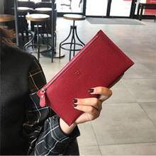 レディース本革ロングウォレット 新作スリムタイプ 人気沸騰ハンドヘルド財布 マイナーデザイン高級仕様 - バーガンディ - チェックする 2