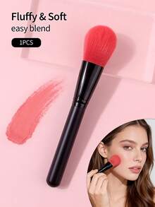 1支柔软蓬松散粉刷，专业化妆工具，轮廓腮红高光多功能面部化妆刷 - 黑色 - 查看 3