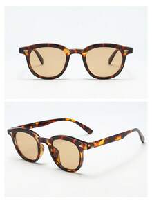 1pc Cat Eye Small Frame Fashion Glasses, High-Quality Personalized Minimalist Fashion Glasses, Suitable For Party, Casual, Travel, Beach, Daily Wear - Tortoise Shell Frame Light Tea Piece - View 6