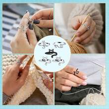 Crochet Ring For Finger Yarn Guide, 2 Count Adjustable Cat Design Knitting Loop Crochet Ring With Box, Knitting Accessory - A - View 5