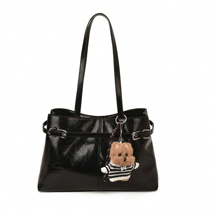 Men Tote Bags - Black With Pendant - View 1