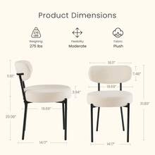 OLIXIS Dining Chairs Set Of 2, Mid Century Modern Chair Round Upholstered Curved Backrest, Kitchen Vanity Living Room Chairs With Black Metal Legs, Green - 白色 - 查看 6