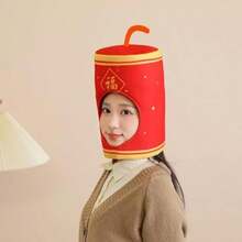 Zonfer Sorero De Año Nuevo Cino Sorero Tradicional con Personae Divido Sorero De Fiesta Tocado Sorero De Disfraz De Año Nuevo Tocado para Fiesta Cosplay - como en la foto - Ver 2