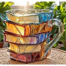 3D Stacked Book   Quirky Bookshelf Coffee Cup – Perfect Gift For Bookworms & Bibliophiles  ☕ - Màu đỏ tím - Xem 5