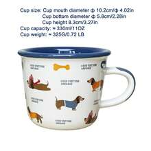 1 Stück Glücklicher Dackel Keramik Kaffeebecher, mit süßer Hund Illustration und Messmarkierungen, mikrowellengeeignet, nur Handwäsche, isoliert, geeignet für heiße und kalte Getränke, perfektes Geschenk für Hundeliebhaber | verspieltes Tiermotiv | strapazierfähige glänzende Keramik, Kaffee Bar Zubehör - Verschiedenfarbig - Übersicht 15