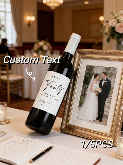 1pc Personalized Wedding Red Wine Label, Custom Text For A Memorable And Stylish Wedding Gift