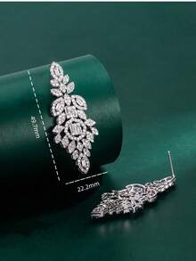 1 Pair Tylionnejewelry Luxury Cubic Zirconia Earrings, Elegant Women's Jewelry Gift, Suitable For Dates, Weddings, Parties, Anniversaries, Holiday Gifts - Silver - View 5