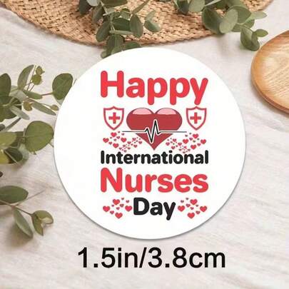 96 piezas Pegatinas redondas para el Día Internacional de la Enfermera, tamaño 1.5x1.5 pulgadas, calcomanías con tema de apreciación a las enfermeras, adecuadas para regalos, sobres, etiquetas de graduación de escuela de medicina, recuerdos de fiesta de cumpleaños y pegatinas de cumpleaños médicos