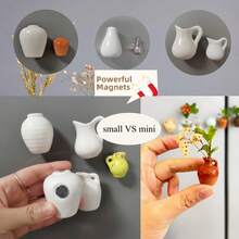 Imán de nevera con jarrón cerámico compacto, jarrón decorativo de porcelana blanca, regalo perfecto para la decoración del hogar y la habitación, recuerdo ideal para amigos y familiares, decoración de nevera - Blanco - Ver 10