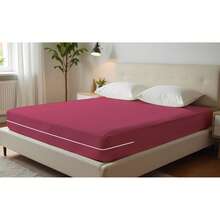 Double Gel Knit Mattress Cover With Zipper - 玫紅色 - 查看 1