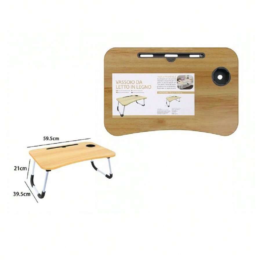OISE ART STORE Vassoio Da Letto Scrivania Pieghevole Tavolino Pc Slot Tablet Tazza Legno 71367 - - Multicolore - Visualizzare 1