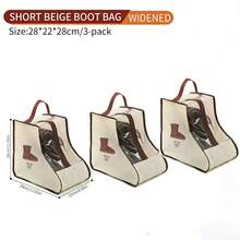 1个/2个/3个旅行鞋袋，靴子收纳袋，防尘踝靴保护袋带提手，便携式防水短靴，男女鞋履收纳整理袋（踝靴） - 米色 - 查看 18