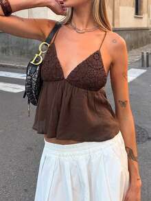 Just Masa Ladies Summer Casual Beach Beach Flounty Hem Haltertop Vacation Brunch Country Concert - Brown - View 7