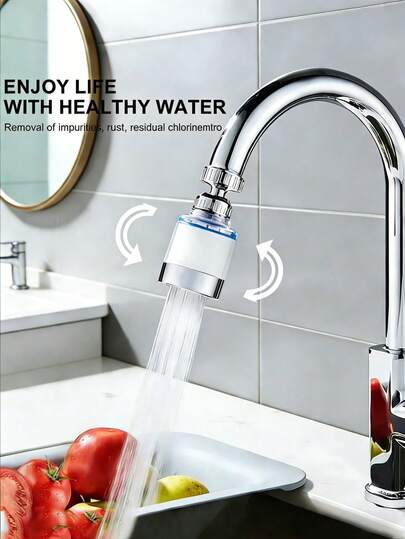 厨房水龙头过滤器套装，通用水龙头净水器，含滤芯、滤头和安装配件。ABS塑料材质，安装简便，提供更洁净的饮用水，兼容标准三通接头。适用于家庭、商场、酒店、公寓、宿舍、户外和房车等场所。现代家居水槽的必备配件。是节日礼物和家居改造的理想之选。